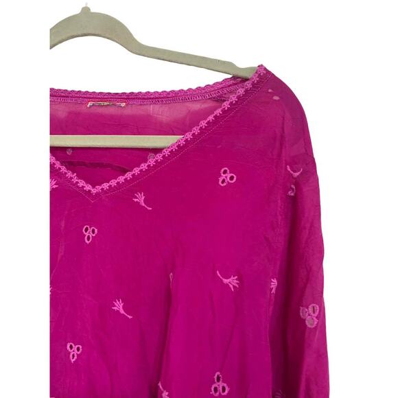 Johnny Was Violet Embroidered Asymmetrical Blouse Tunic Size Small - Picture 2 of 5